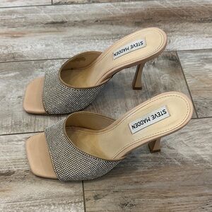 Steve Madden Tan and Silver Heeled Sandals